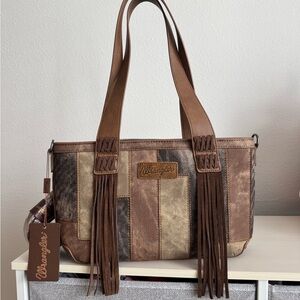 Wrangler Western Fringe Bag • Vintage Cowgirl Patchwork Tote